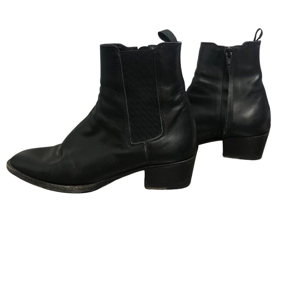 More Than Yesterday Women's Black Leather Heeled Bootie SIZE 37 / US 6.5